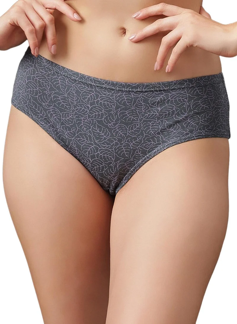 Clovia Multicolour Pack of 3 Leaf Print Mid Waist Hipster Panties with Inner Elastic - 100% Cotton for Women | Best Price UAE